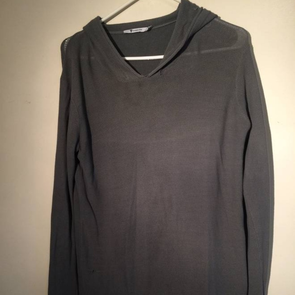 T by Alexander Wang Grey Blue Knit Hoodie